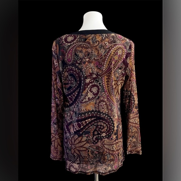 Vintage Access Paisley Long Sleeve Top Whimsigoth Casual Fall Grunge Fairy - Picture 8 of 8